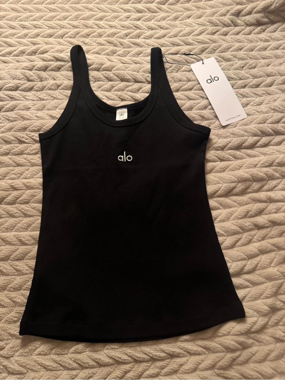 ALO Yoga Black Ribbed Scoop Neck Tank